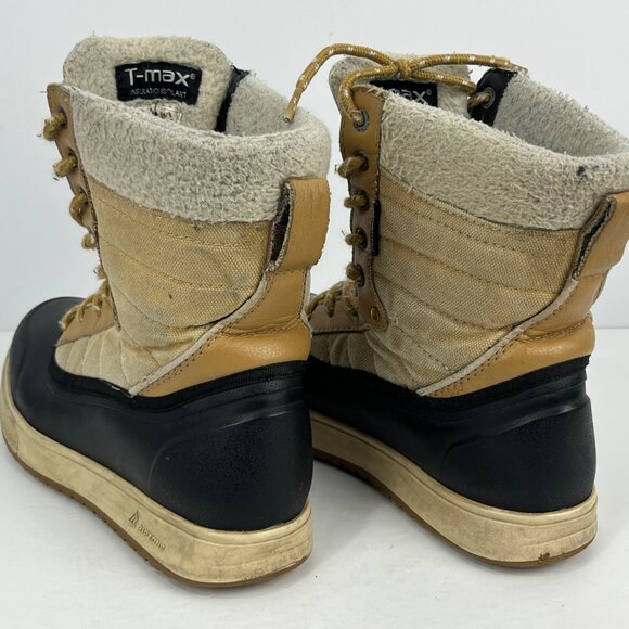 RipZone Kids Snow Boots Size 6 Black Beige Lace Up Round Toe Flat Heel - Picture 3 of 6